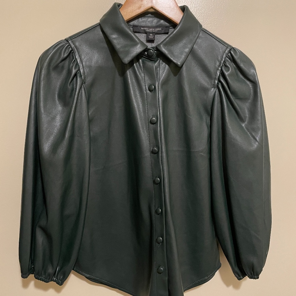 Marc New York Green Leather Top